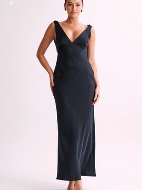 NWT Meshki Nadia M Black Bias Cut Maxi Slip Dress